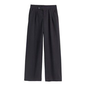 H&M DIVIDED Dress Pants Black Wide Leg Pleated Women's 4 Relaxed Casual Mid Rise